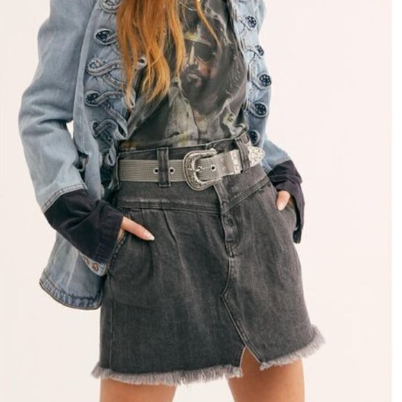 We The Free Dresses & Skirts - Free People Sanded Black Sidecar Mini Skirt NWT